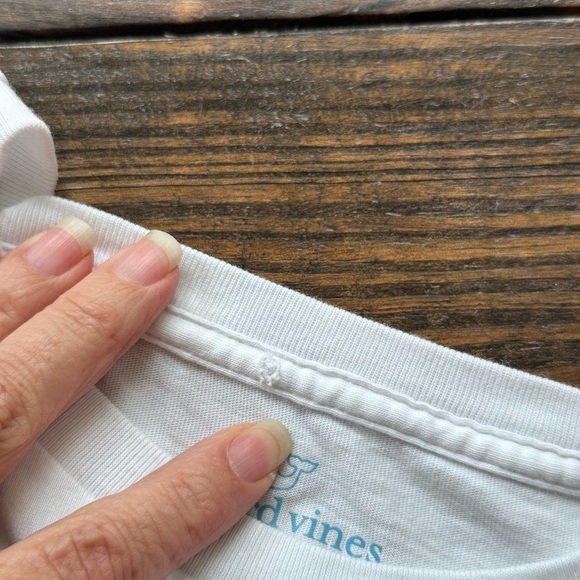 VINEYARD VINES WHALE Spell Out TEE SHIRT SIZE 2XB - 2 EXTRA BIG - White Navy - Picture 8 of 8